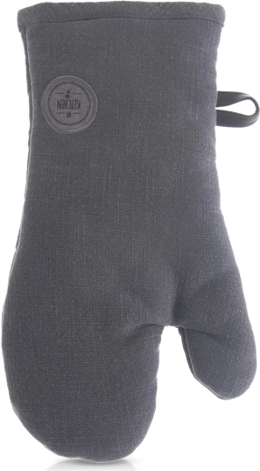 Katoenen ovenwant met sterke magneet, grijs 32 cm