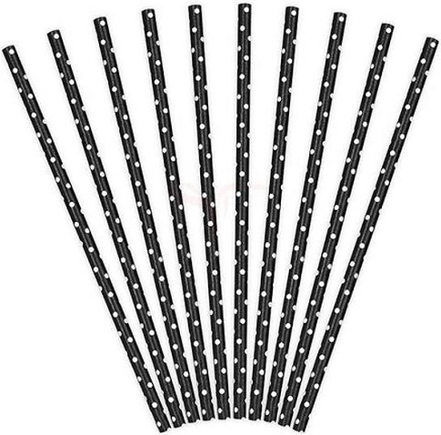 Pailles en papier noires 19,5 cm (10 pcs)