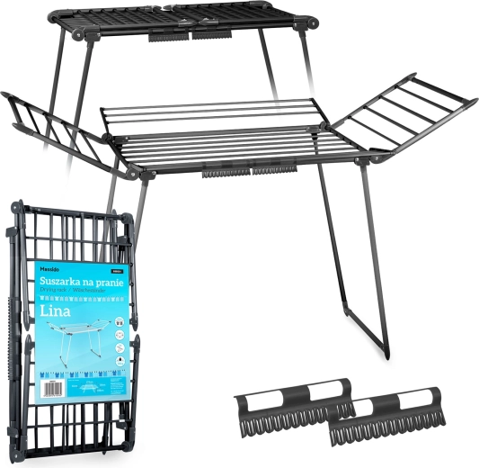 Ausklappbarer Stand-Wäschetrockner Massido Lina 22 m, schwarz