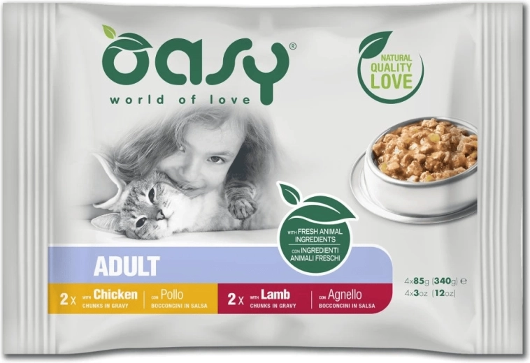 Oasy pouches for cats in gravy – meat selection 4×85 g
