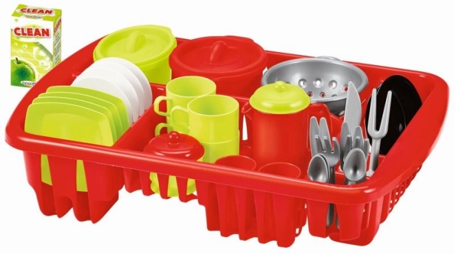 Écoiffier children's dish set with drying rack, 42 pcs