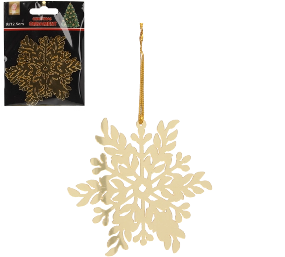 Gouden kerstversieringen sneeuwvlokken 8 × 8 cm – set van 3 stuks