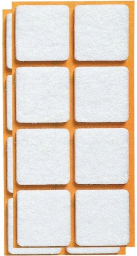 Zelfklevende viltglijders voor meubels 25 × 25 mm, wit (16 stuks)