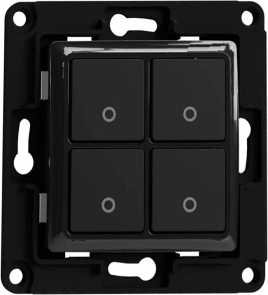 SHELLY Wall-Mounted Smart Switch, 4 Buttons, Black