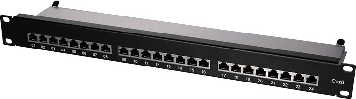 LOGILINK CAT6 19" 24-port Patch Panel, shielded, black