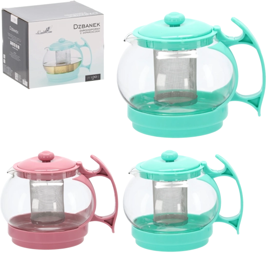 Bouilloire en verre résistant à la chaleur avec filtre 1,1 l