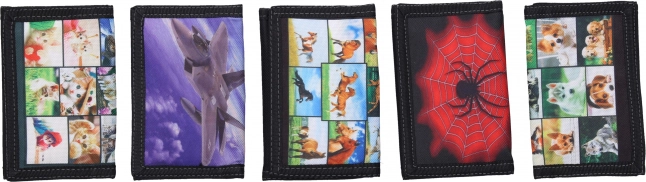 Children's wallet with hook-and-loop closure, 12.5 × 25 cm, mixed designs