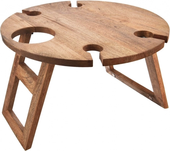 Table de pique-nique pliante en bois de manguier pour vin 39,5 × 39,5 × 25 cm