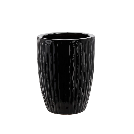 Ceramic plant pot cover 24.5 × 24.5 × 33 cm, black gloss