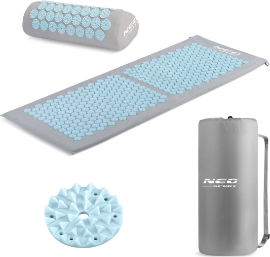 Neo-Sport acupressuur massage mat met kussen grijs-blauw