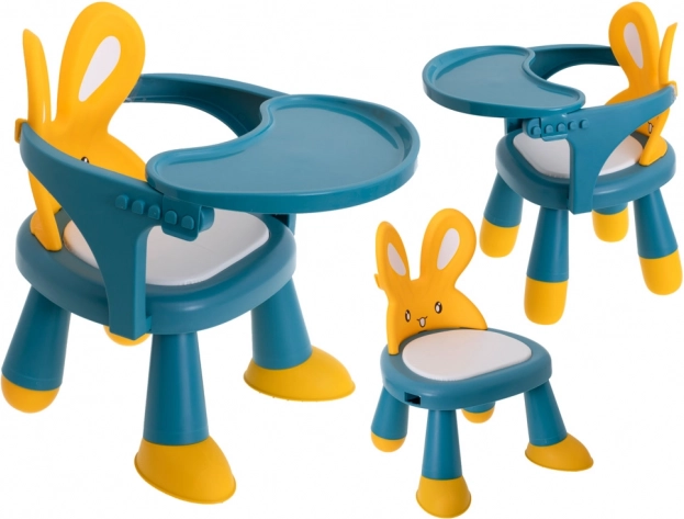 Chaise enfant avec tablette amovible lapin jaune-bleu