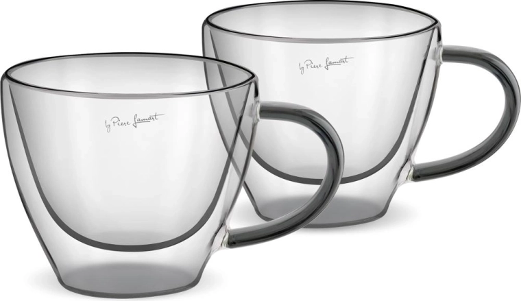 Lamart Vaso cappuccino thermal glass set, 190 ml, 2 pieces, black