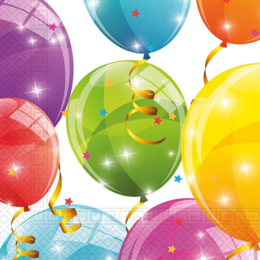 Paper napkins with balloons 33 × 33 cm, 20 pcs