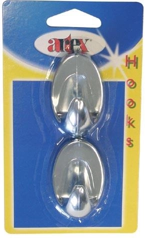 Zelfklevende ovale haken groot, zilverkleurig, 2 stuks