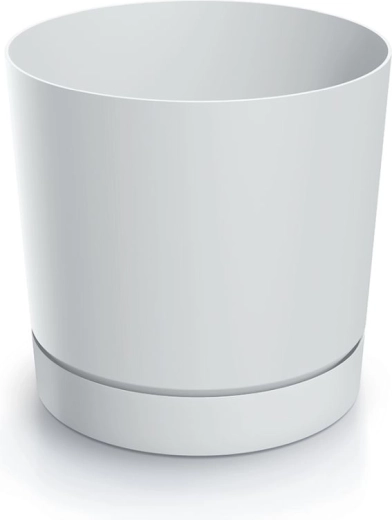 Cache-pot avec soucoupe TUBOS P 10,8 cm blanc