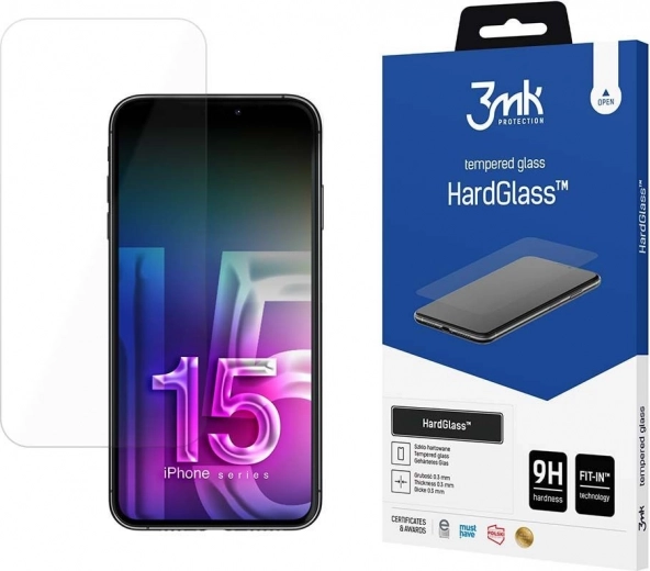 HardGlass Tempered Glass for iPhone 15 Pro 6.1" 9H