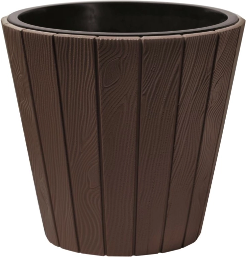 Woode Flower Pot with Insert 34.8 cm Brown