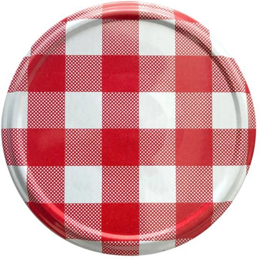 Couvercles pour bocaux à vis 82 mm motif damier, lot de 10