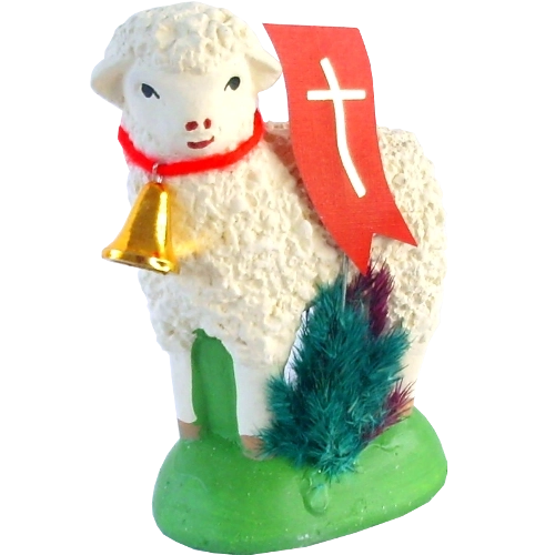Standing Easter lamb of glazed ceramic 6 × 4 × 10 cm