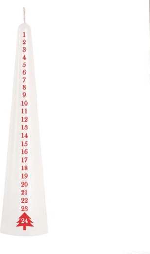 Kegelvormige adventskaars wit 25 cm