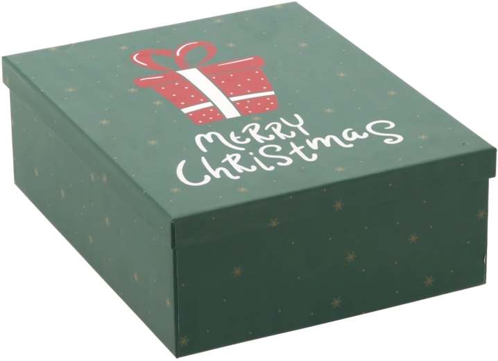 Grüne Weihnachts-Geschenkbox mit Aufschrift Merry Christmas 29 × 23 × 10 cm