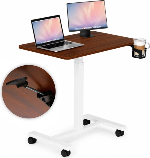 Table mobile réglable en hauteur pour ordinateur portable ModernHome 70 × 48 cm, plateau marron - 1 pièce