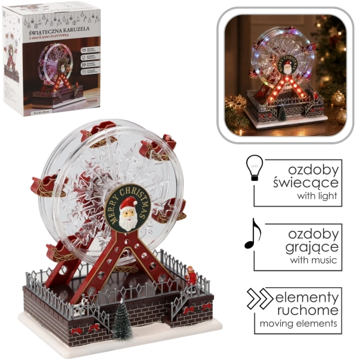 Carrousel de Noël avec éclairage LED et boîte à musique