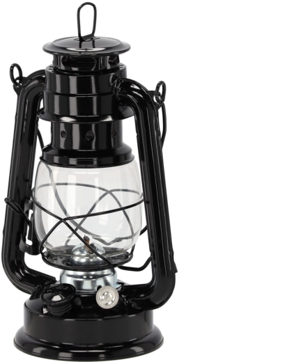 Metalen petroleumlamp vintage 24 cm – zwart