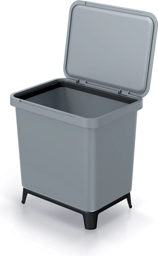 Plastik-Mülleimer 29 l hellgrau auf Füßen