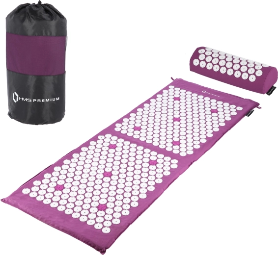 Acupressuurset HMS Premium AKM04 – paarse mat met kussen en draagtas