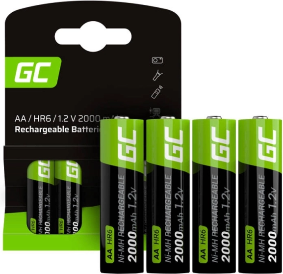 AA Rechargeable Batteries 2000 mAh Green Cell Sticks (4 pcs)