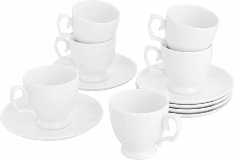 MariaPaula Klasyka – service à espresso en porcelaine blanche 12 pièces (6 tasses et 6 soucoupes)