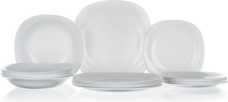 Glazen 18-delige dinerset PARMA wit