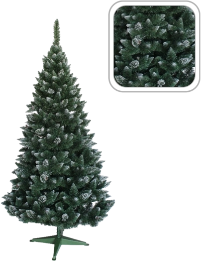 Artificial snowy Christmas pine with glitter and cones 150 cm - 1 piece