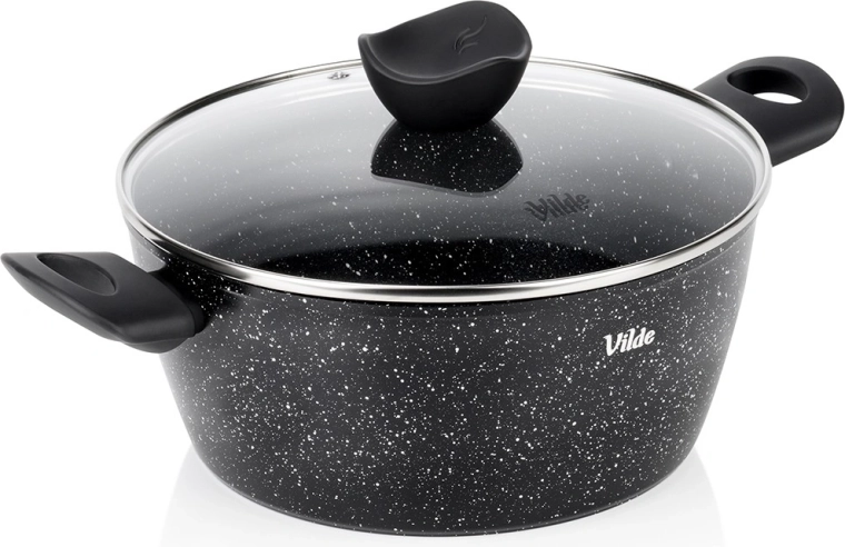 Granieten pan met glazen deksel Vilde Granitica 24 cm, 3,6 l