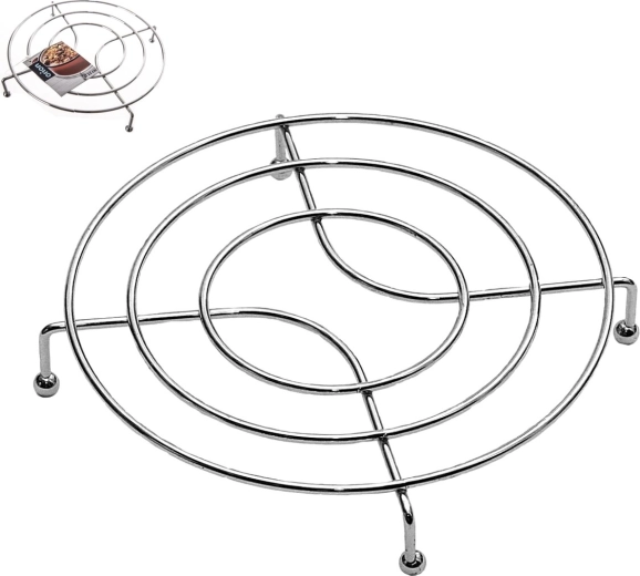 Verchroomde metalen onderzetter voor pan 22 cm
