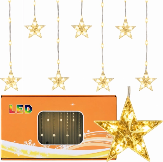 Kerstlichtgordijn met sterren 2 m