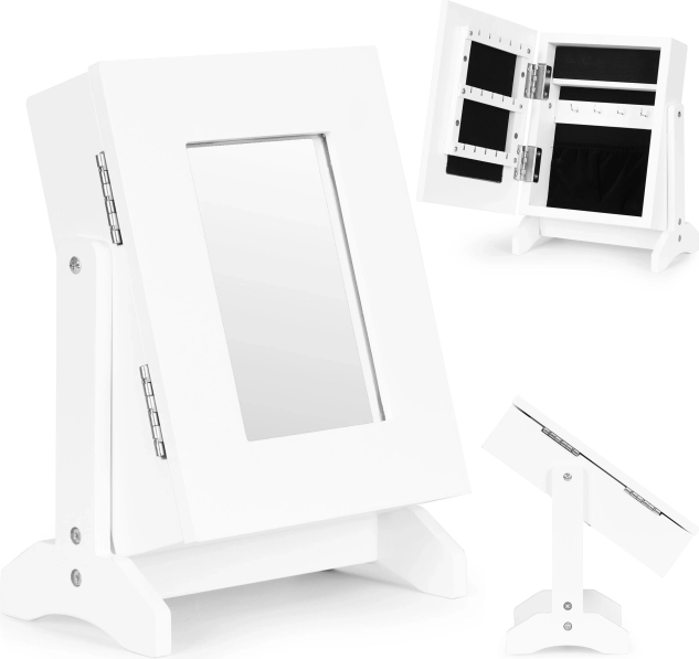 Boîte à bijoux avec miroir ModernHome, blanc