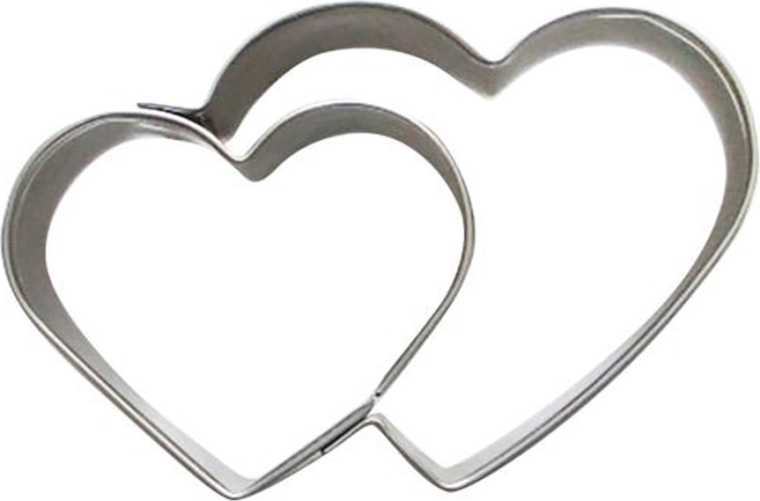 Ausstechformen für Gebäck – zwei Herzen, Edelstahl 5–6 cm