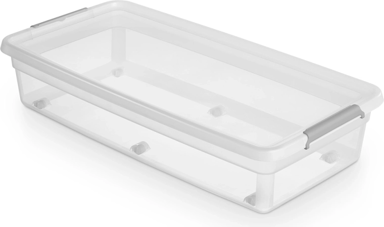 Basestore Aufbewahrungsbox mit Deckel, Clips und Rollen 35 l