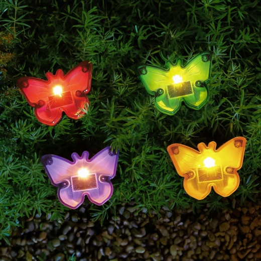 Zonne-LED-prik voor de tuin met vlinders - 1 stuk