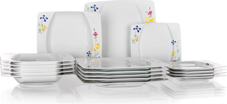 Porseleinen vierkante dinerset EYE 18-delig