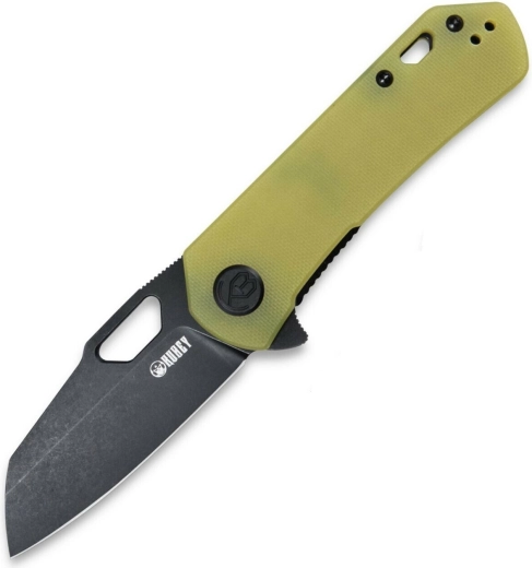 Couteau pliant Kubey Duroc, G10 jaune translucide, lame noire 7,4 cm