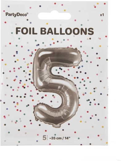 Ballon en aluminium argenté chiffre 5 (35 cm)