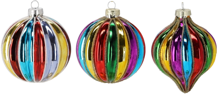 Boule de Noël en verre 8 cm blanc-argent, motifs assortis
