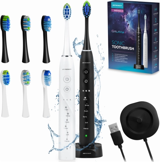 Brosse à dents électrique sonique Berdsen Galaxy Duo – ensemble de 2 pièces