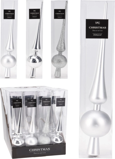 Christmas tree topper 29 cm – silver, mixed finishes