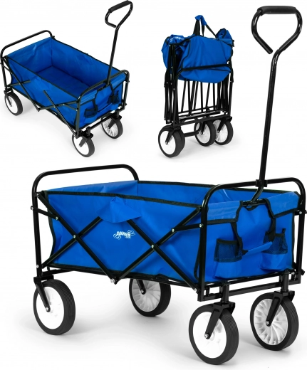 Folding garden wagon blue 116 × 54 × 90 cm
