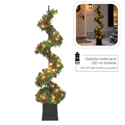 Kerstboom met LED-verlichting in spiraalvorm, 120 cm