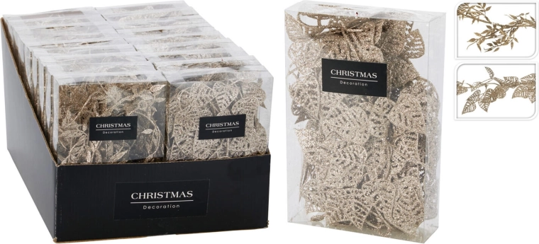 Decoratieve slinger met bladeren 180 cm goud